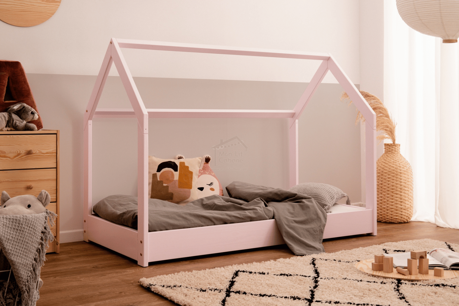 Cama Casinha H 90x190cm Cor de Rosa