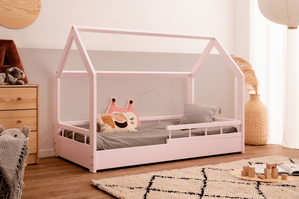 House Bed H Half Barrier 90x190 - Pink
