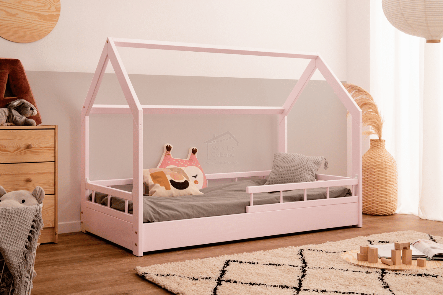 Cama Casinha H 90x190cm Cor de Rosa