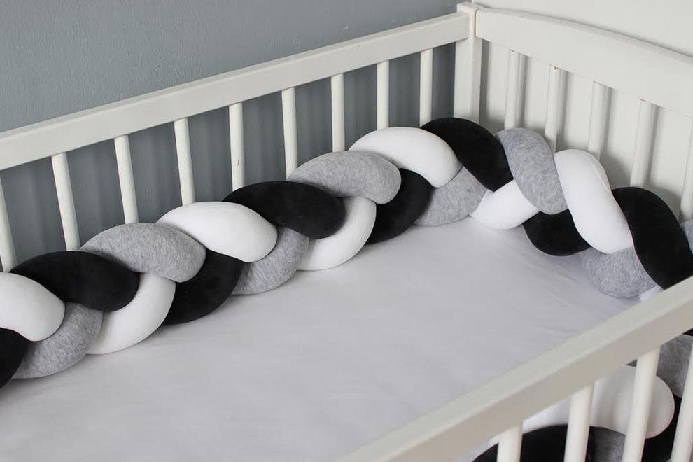 Grey and Black Bed Bumper 3 Ropes Monlitcabane