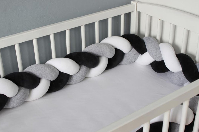 Grey and Black Bed Bumper - 3 Ropes