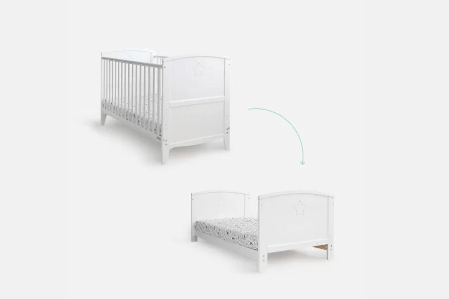 - Lit Bébé évolutif Starlight Cot 70x140cm - Blanc - Blanc (Mon Lit Cabane) - Image 10