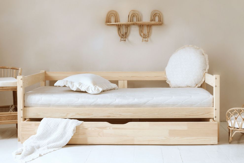 KecDuey Cama alta 90 x 200 cm, cama alta de madera con cajones de