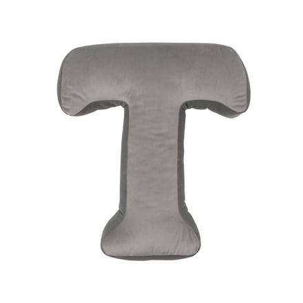 Coussin Lettre T - Velours Gris