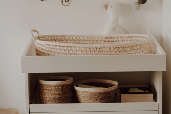 Changing Basket with Mattress - Natural