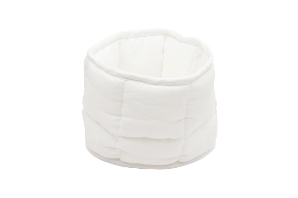 Round Linen Basket - White