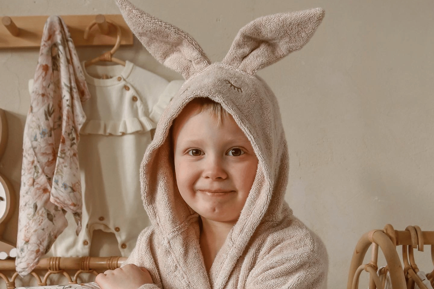 Bunny Bamboo Bathrobe - Powder Pink