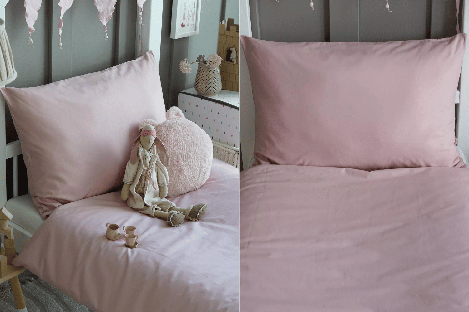 Housse de Couette Rose Poudre 120x170