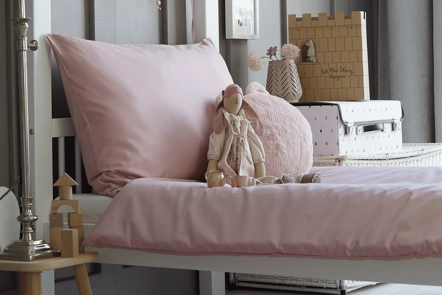 Housse de Couette Rose Poudre 120x170