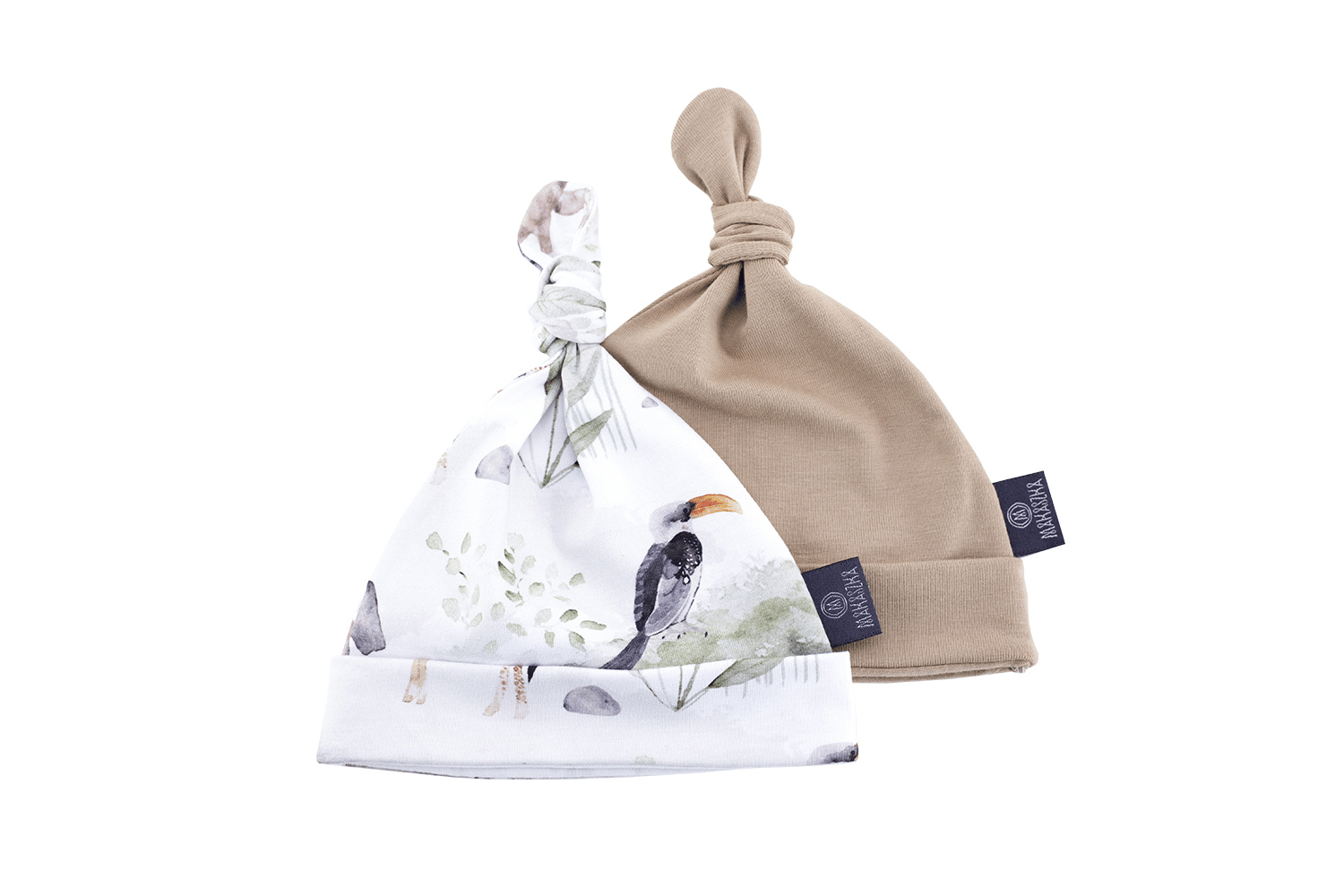 Lot de 2 Bonnets de Naissance Savane