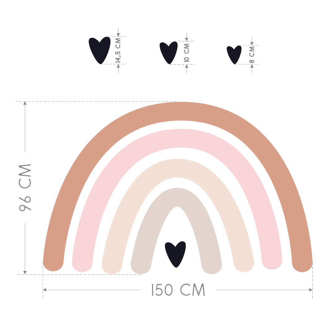 Arc-en-ciel Pastel avec des coeurs