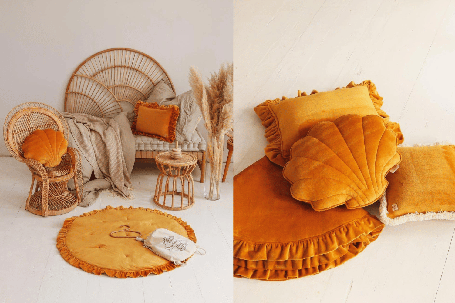 Round Mustard Soft Velour Mat