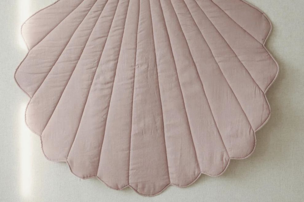 Tapis Lin Coquillage Rose Poudré