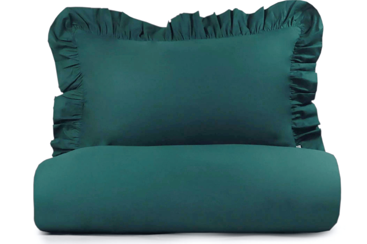 Conjunto Duvet Verde Escuro com Rufos 140x200cm