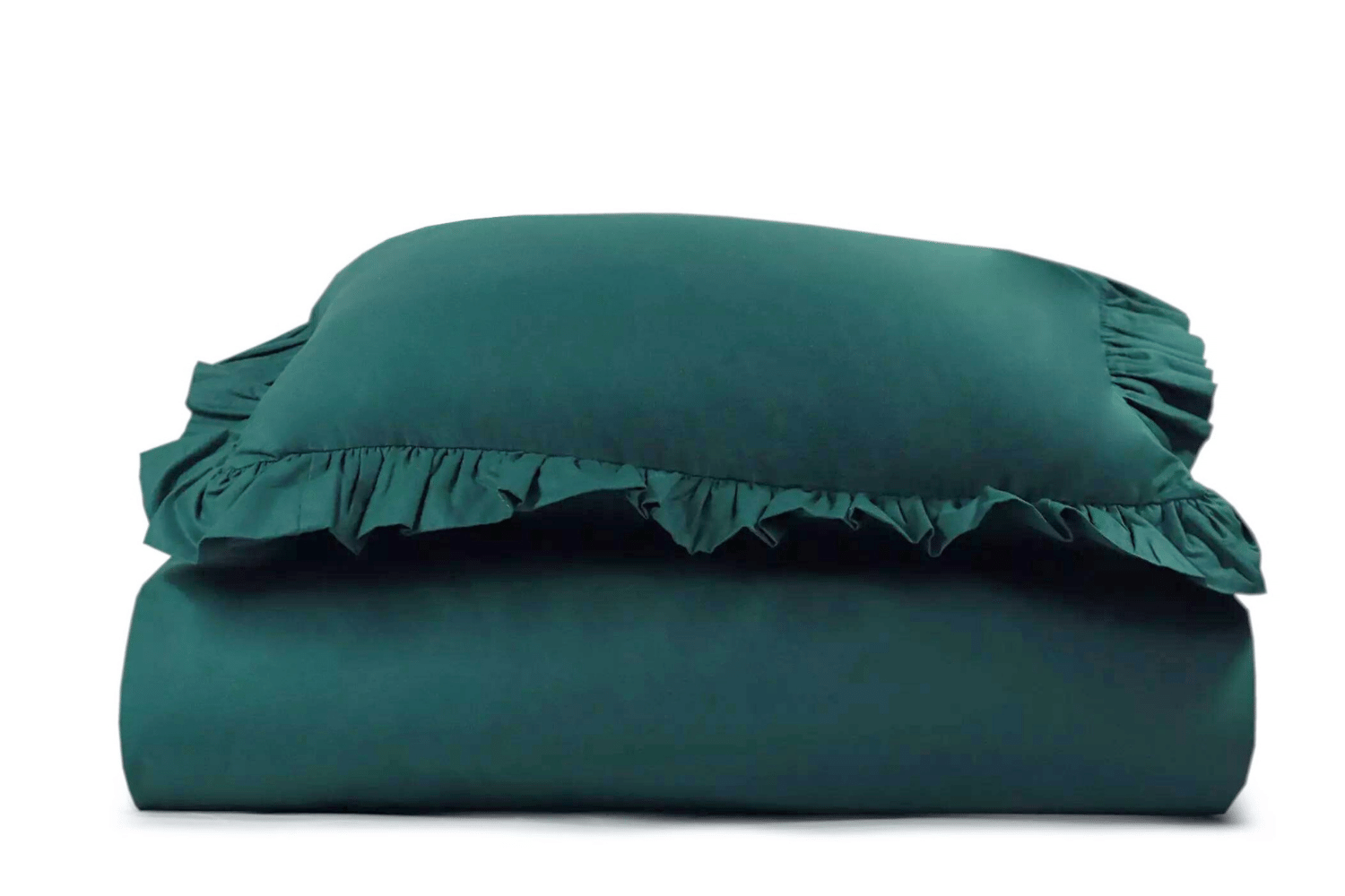 Conjunto Duvet Verde Escuro com Rufos 140x200cm