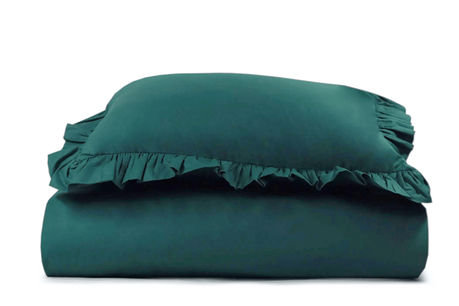 Housse de couette Vert Foncé à Volants 140x200