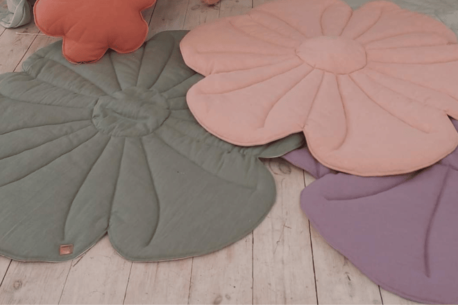 Tapis Fleur Rose en Velours 