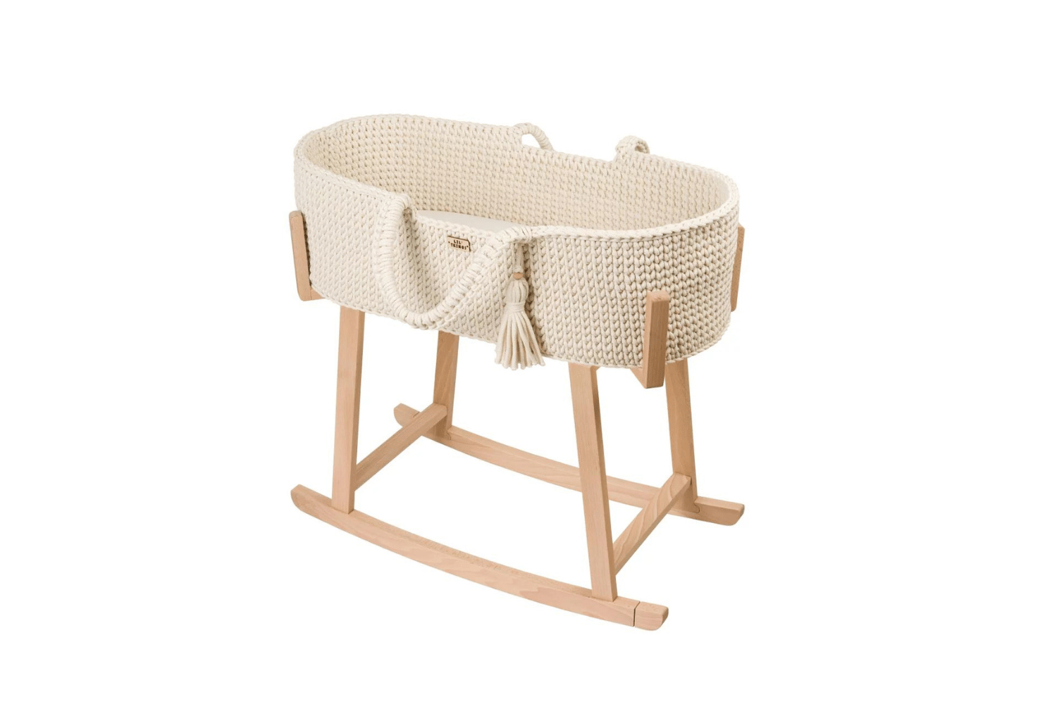 Crochet Moses Basket with Rocking Stand - Natural