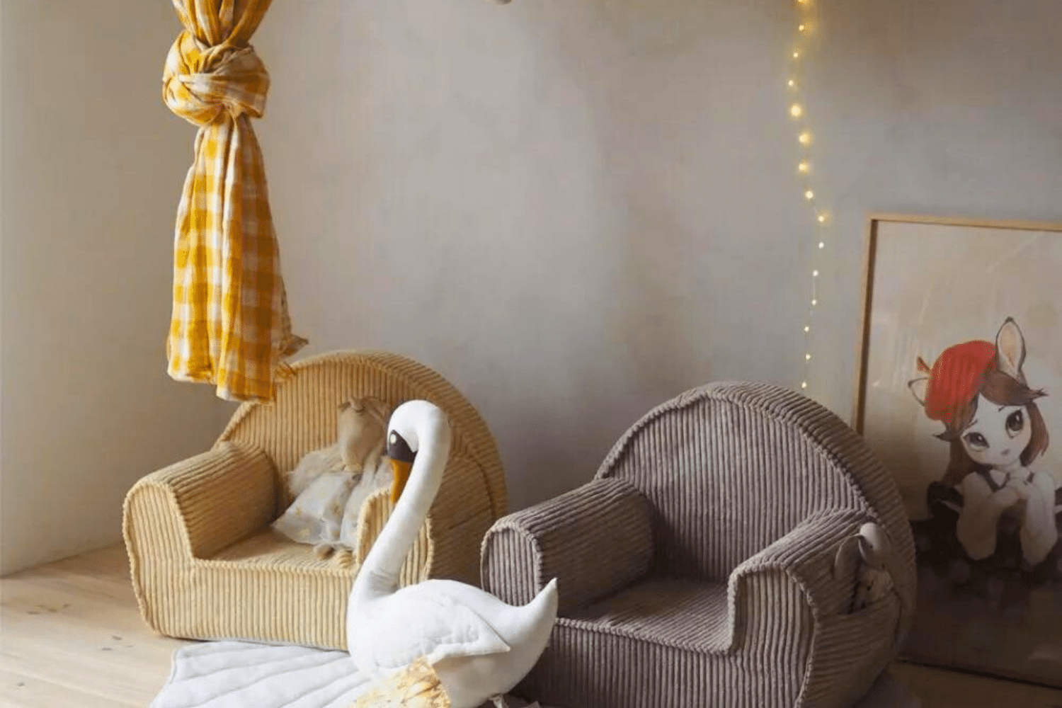 Sandy Yellow Corduroy Armchair