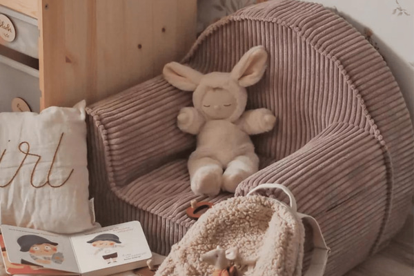 Sessel aus Kord - Magenta Grey