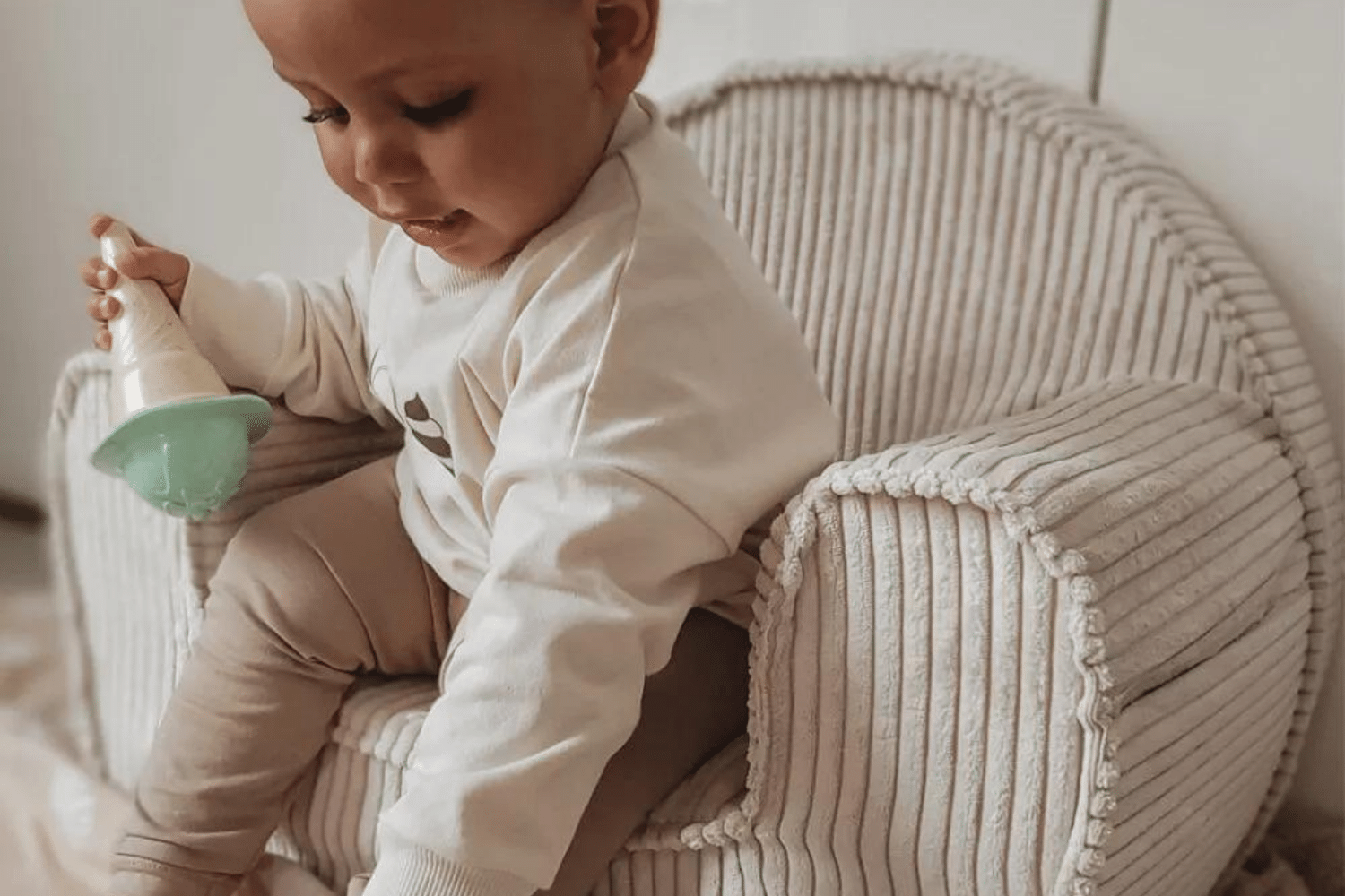 Magenta Grey Corduroy Armchair