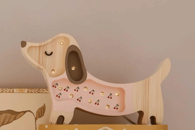 Little Lights Dog Lamp Mini Cherries on Pink