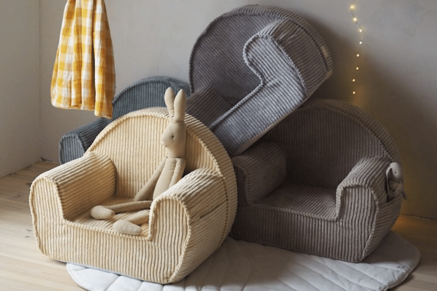 Blueberry Grey Corduroy Armchair