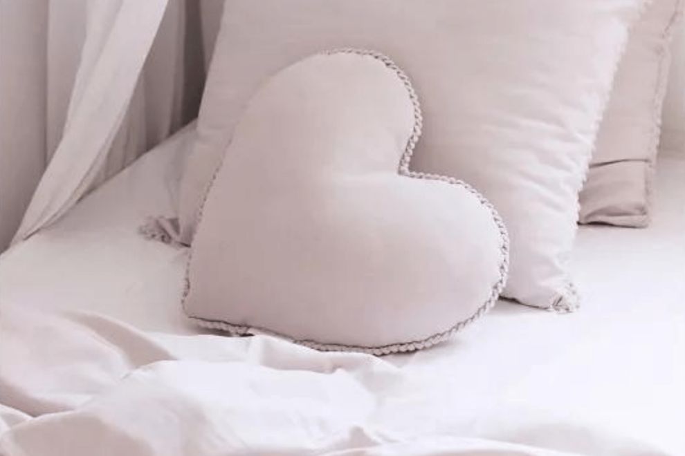 Boho Powder Pink Heart Cushion