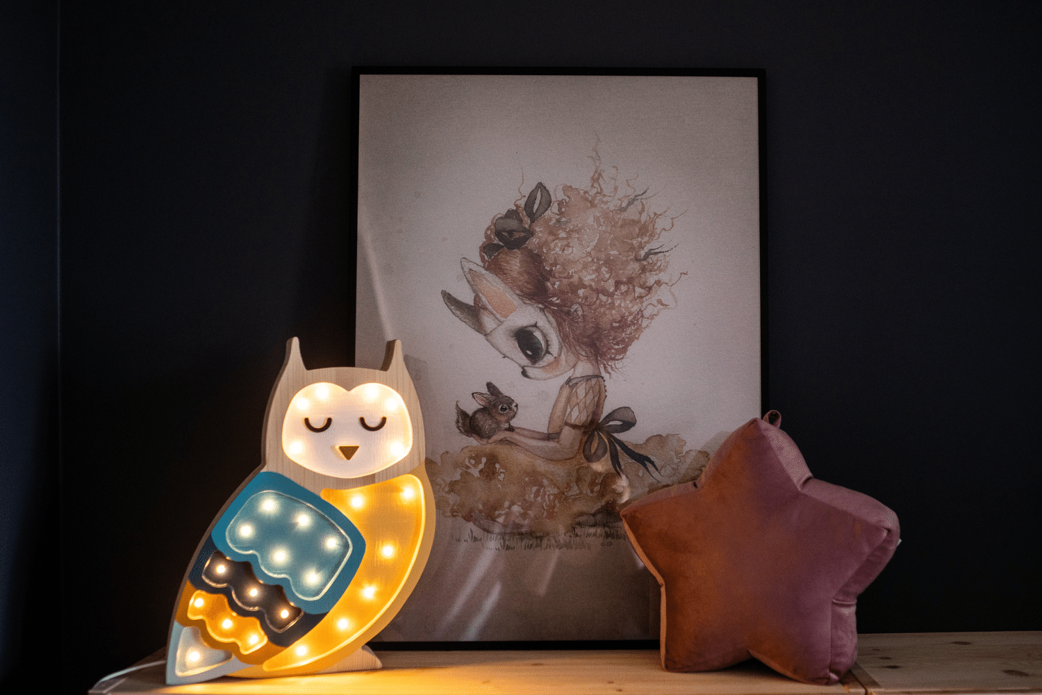 Lampe Little Lights Hibou Moutarde LED