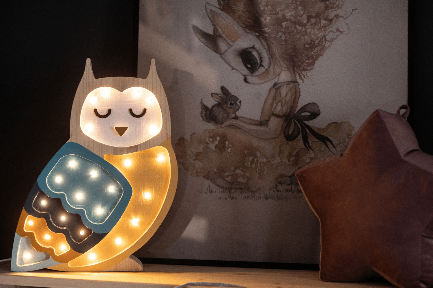 Lampe Little Lights Hibou Moutarde LED