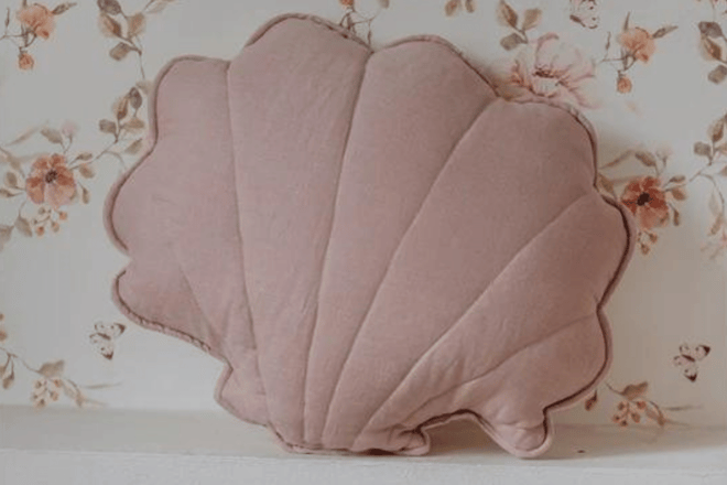 Dusty Pink Shell Linen Cushion