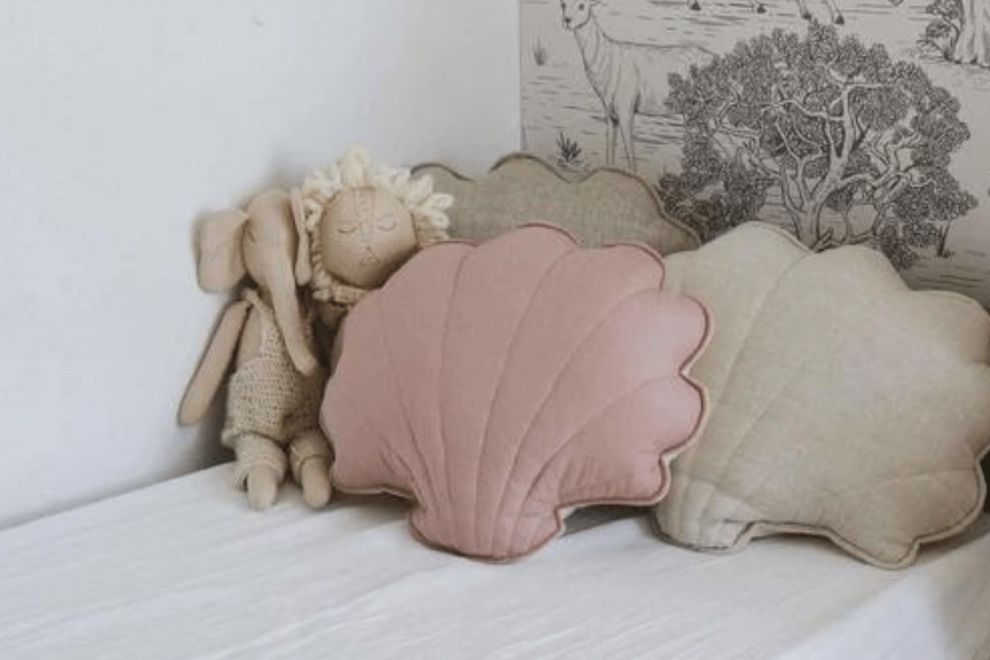Cuscino Conchiglia in Lino Powder Pink