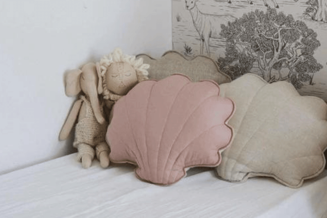 Dusty Pink Shell Linen Cushion