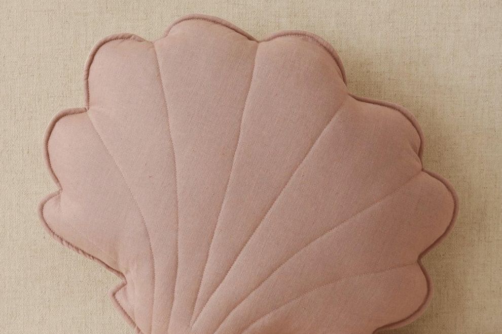 Cuscino Conchiglia in Lino Powder Pink
