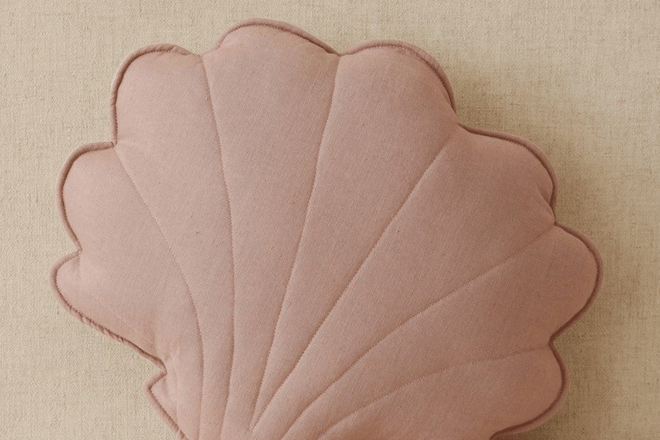 Dusty Pink Shell Linen Cushion