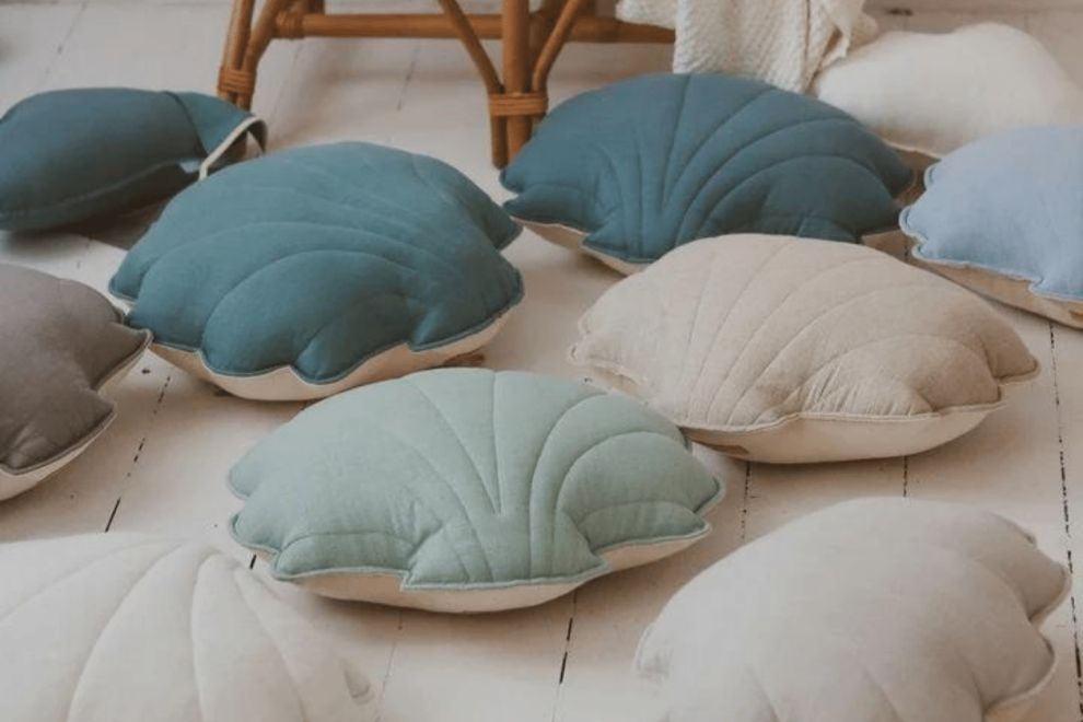 Ocean Blue Shell Cushion