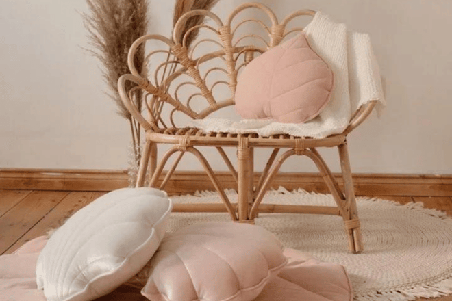 Dusty Pink Leaf Linen Cushion