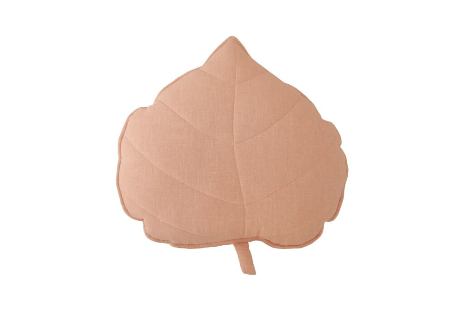 Coussin Feuille en Lin Rose Poudré