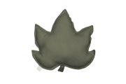 Olive Green Maple Leaf Linen Cushion