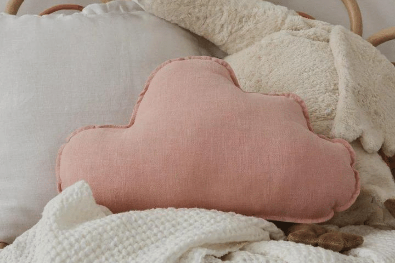 Coussin Nuage en Lin Rose Poudré