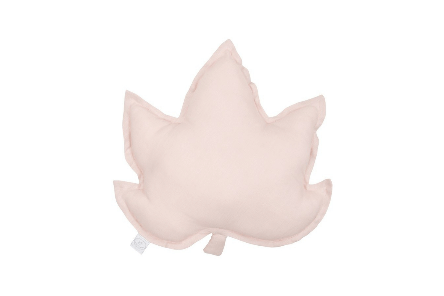 Coussin Feuille d’Érable en Lin Rose Poudré