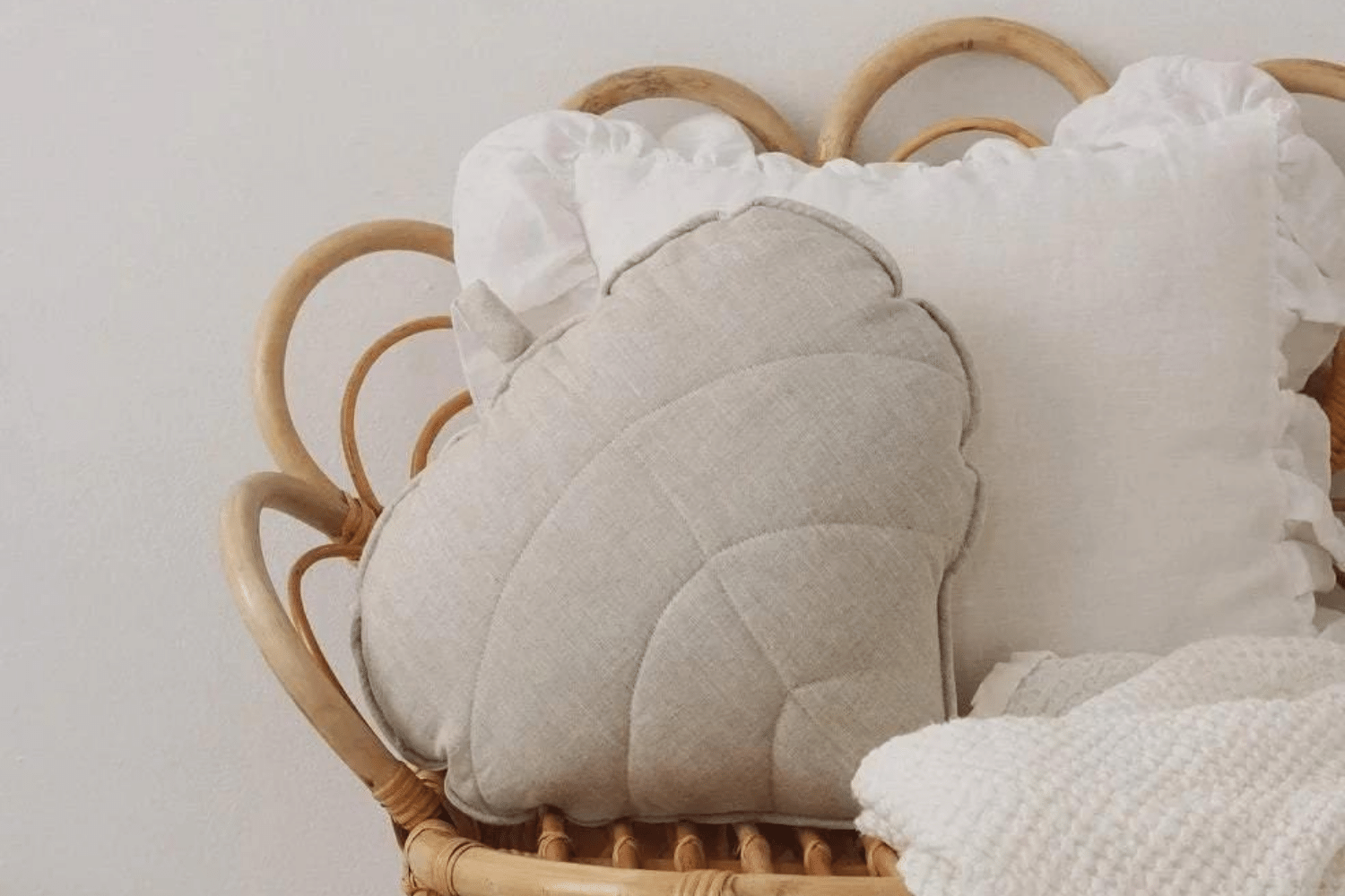 Coussin Feuille en Lin Naturel