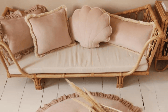 Kissen Muschel Soft Samt Latte