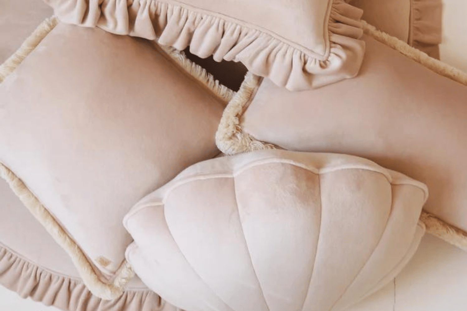 Latte Shell Soft Velour Cushion