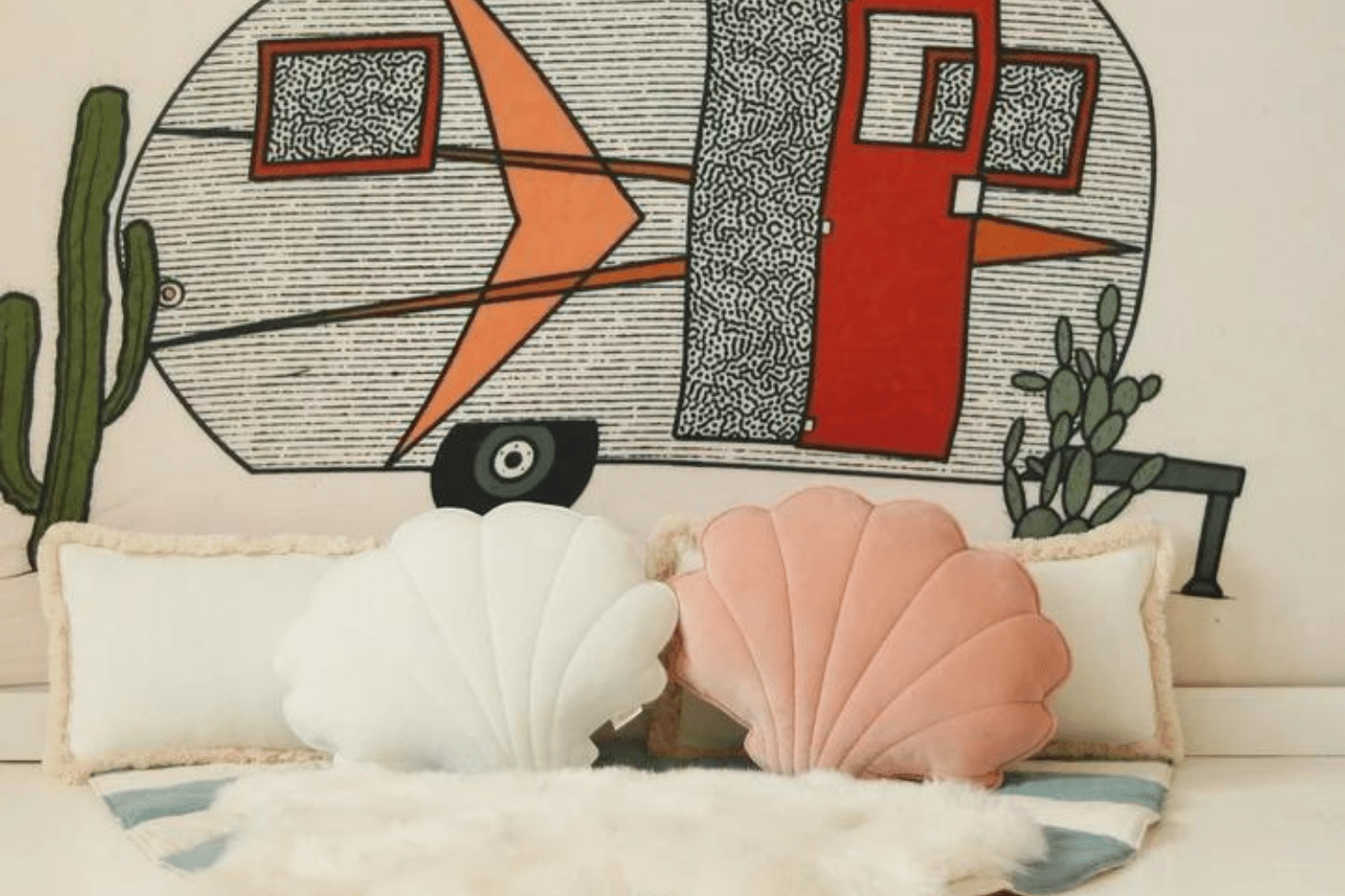 Peach Shell Soft Velour Cushion