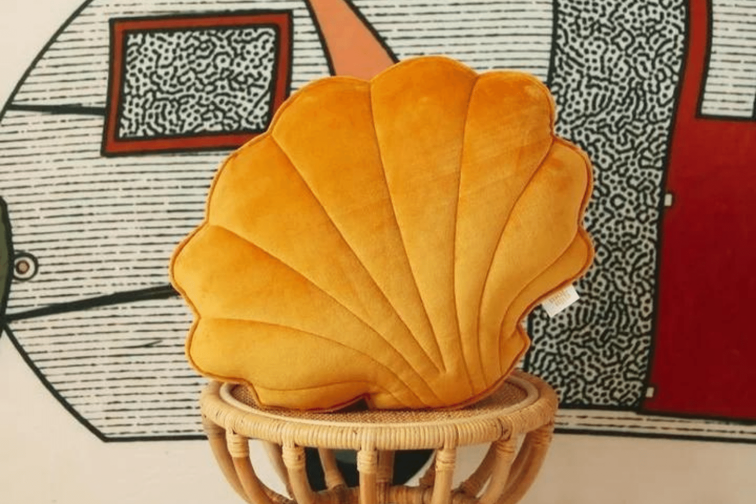 Mustard Shell Soft Velour Cushion