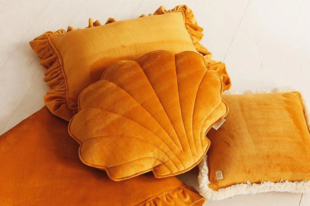 Mustard Shell Soft Velour Cushion