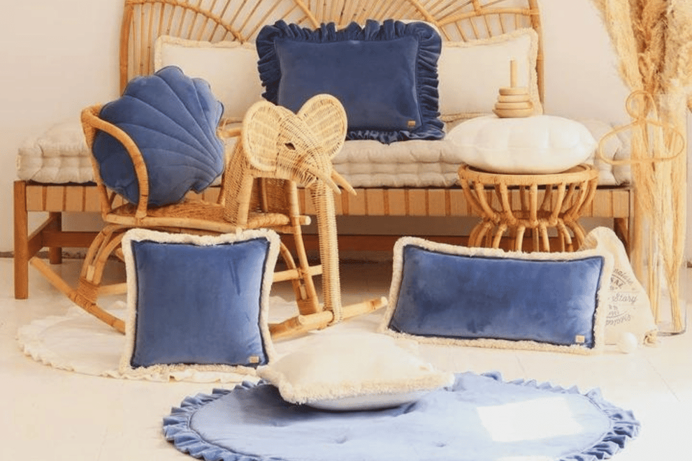 Blue 2024 gold cushion