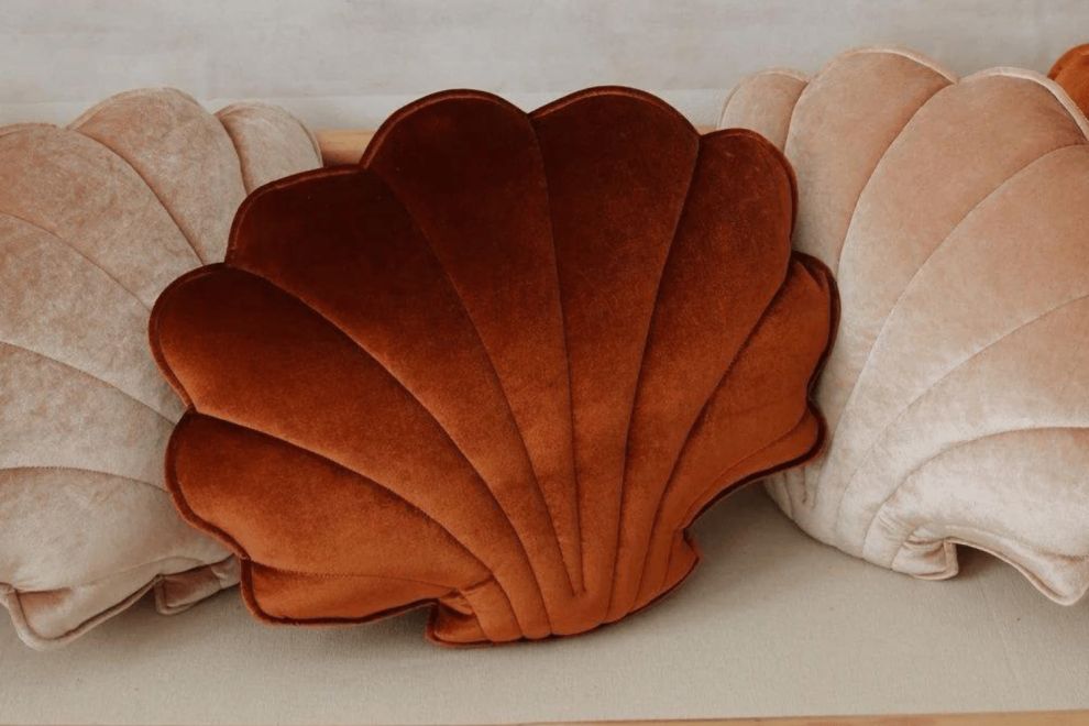 Coussin Coquillage en Velours Copper Pearl