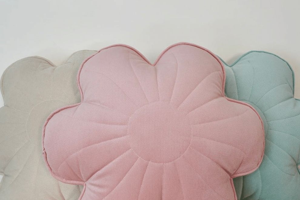 Pink Velour Flower Cushion